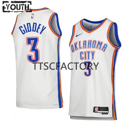 Kinder NBA Oklahoma City Thunder Trikot Josh Giddey 3 Nike 2022-23 Association Edition Weiß Swingman